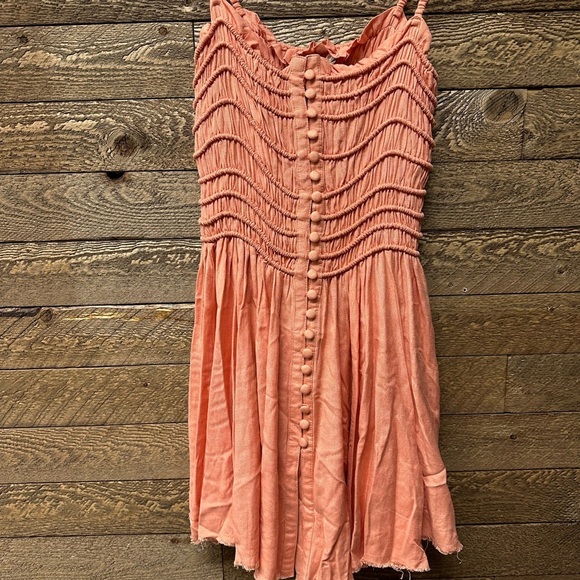 Vintage Havana Front Button Dress Peach M - Picture 6 of 9